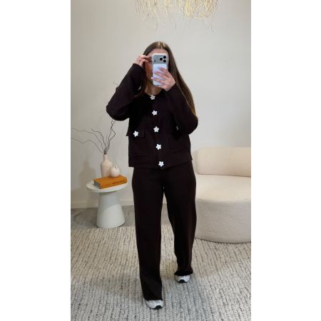 Conjunto Flower Castanho