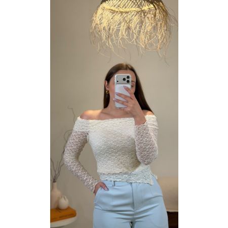 Top Renda ombros caídos
