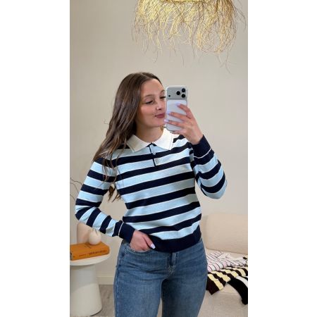 Camisola efeito polo riscas