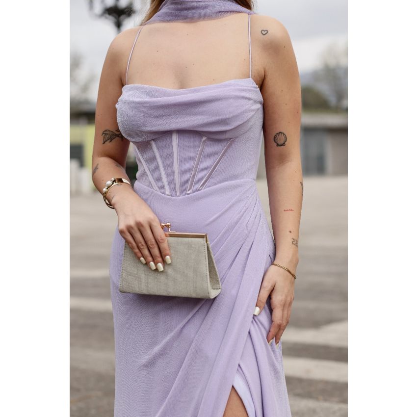 Vestido Lilás com Corpete Estruturado