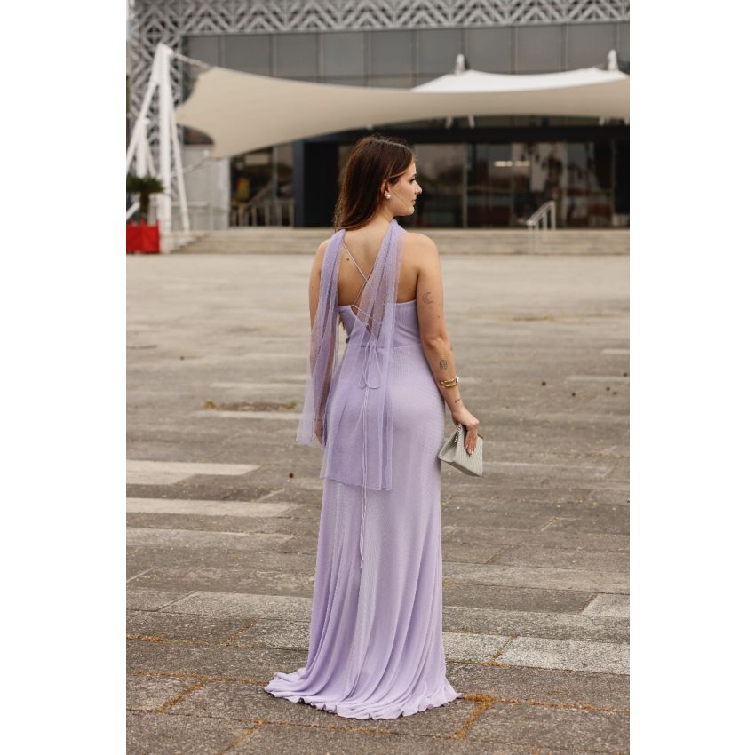 Vestido Lilás com Corpete Estruturado