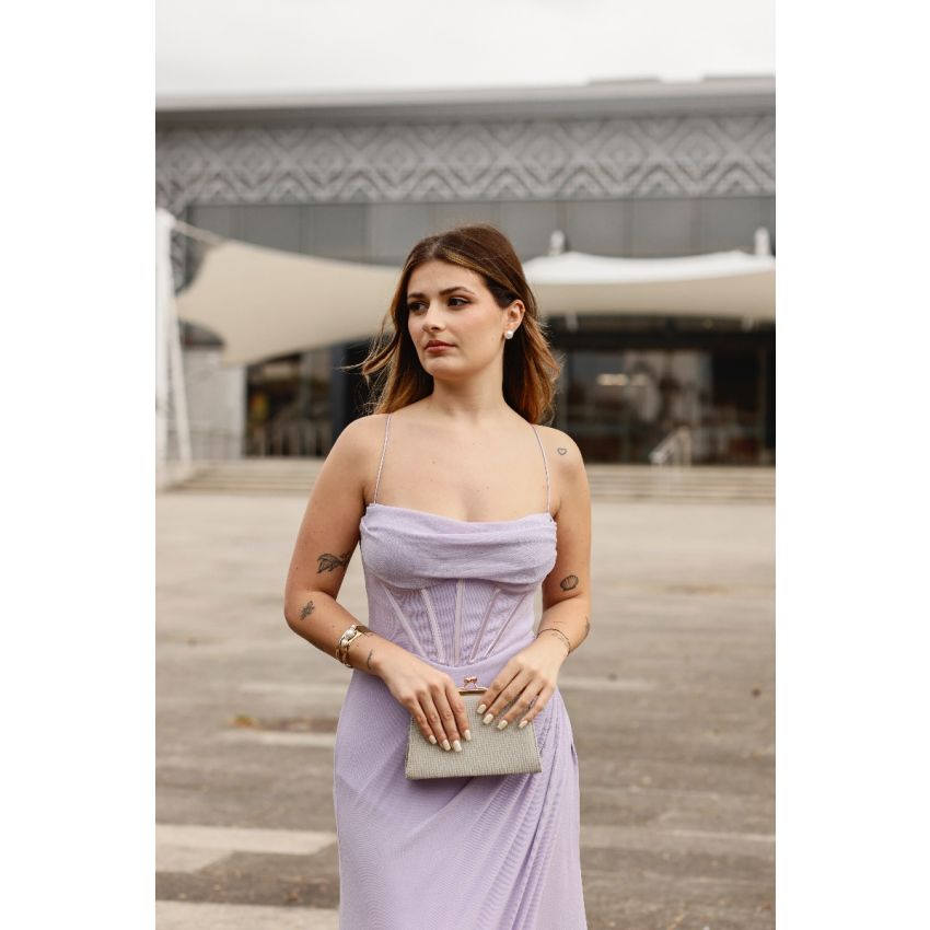 Vestido Lilás com Corpete Estruturado