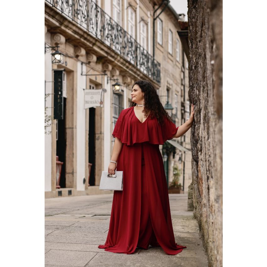 Macacão Plus Size Elegance Bordeaux