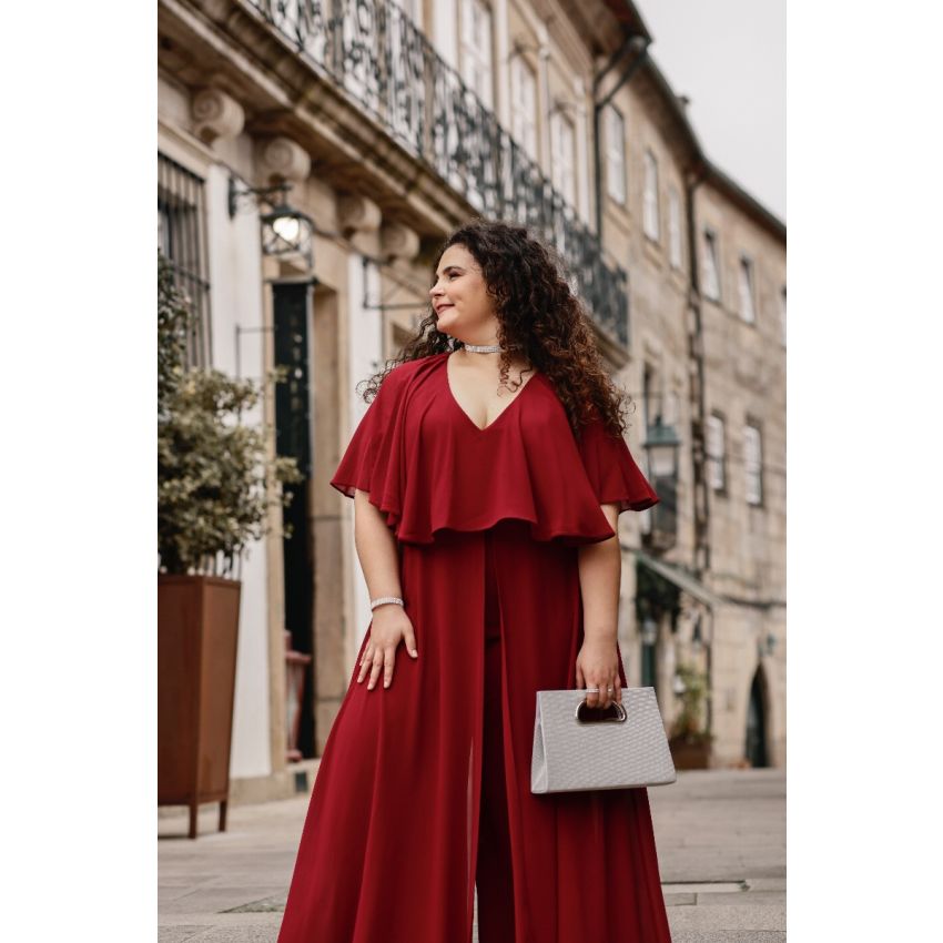 Macacão Plus Size Elegance Bordeaux