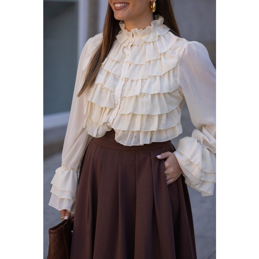 Blusa Folhos Off White