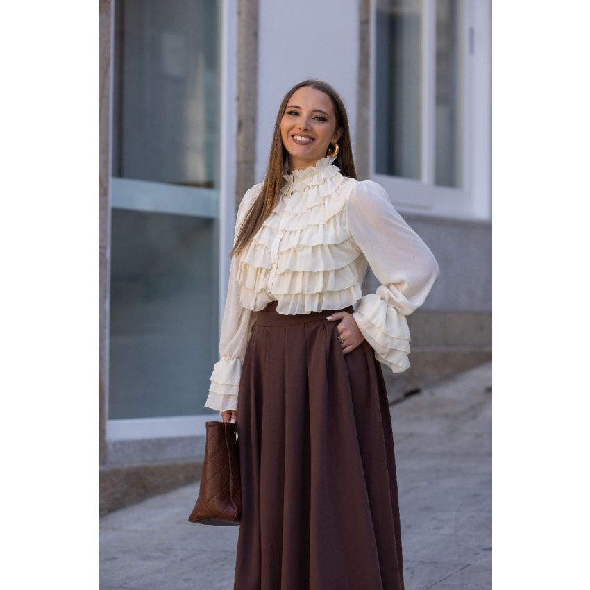 Blusa Folhos Off White