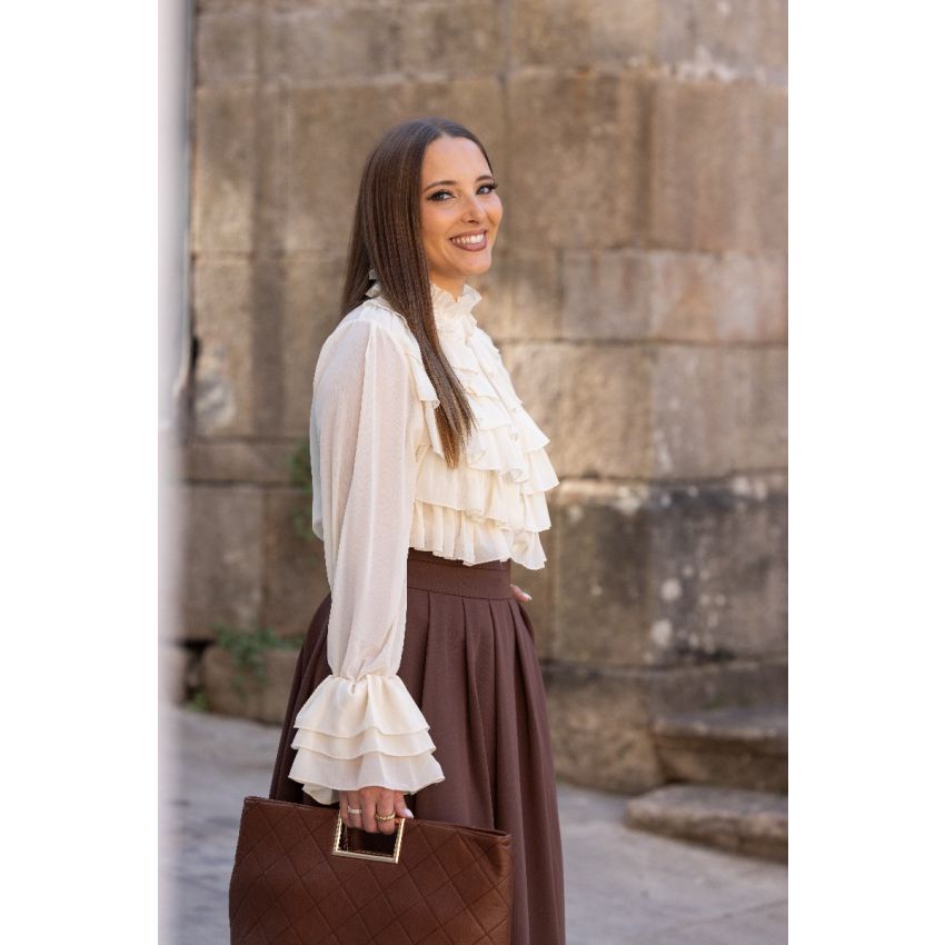 Blusa Folhos Off White