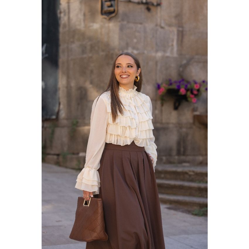 Blusa Folhos Off White