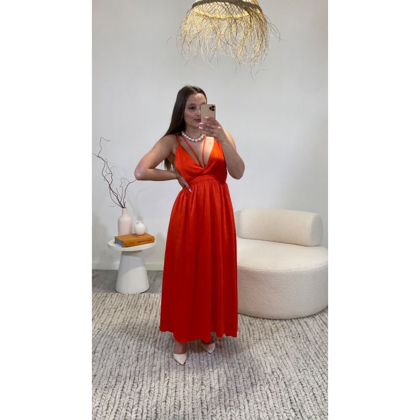 Vestido Isabella Vermelho/Alaranjado