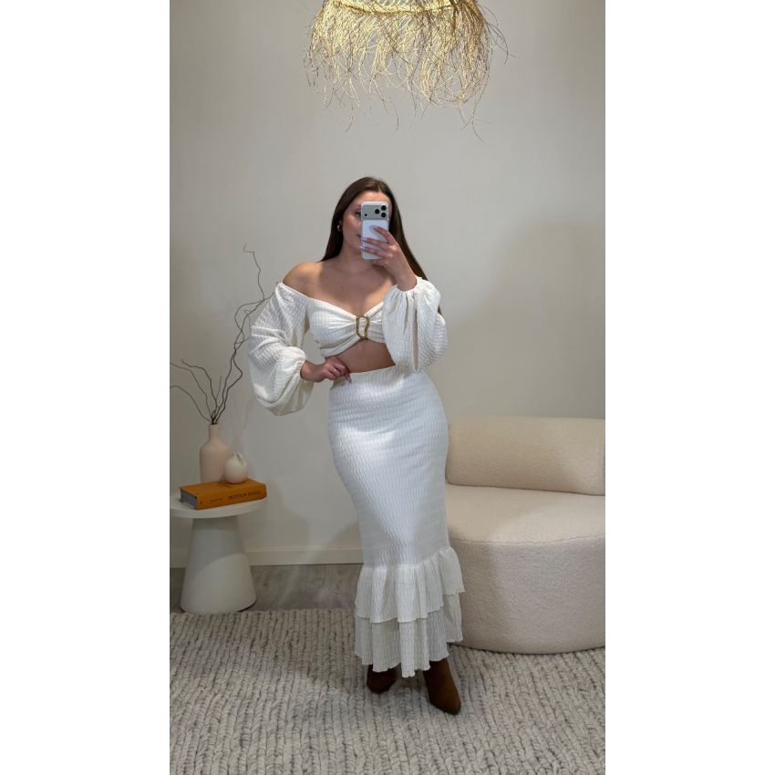 Conjunto Branco detalhe dourado