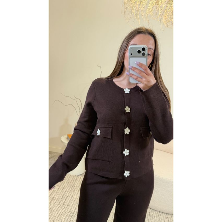 Conjunto Flower Castanho