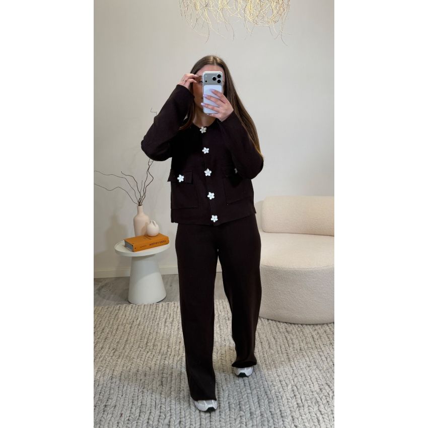 Conjunto Flower Castanho