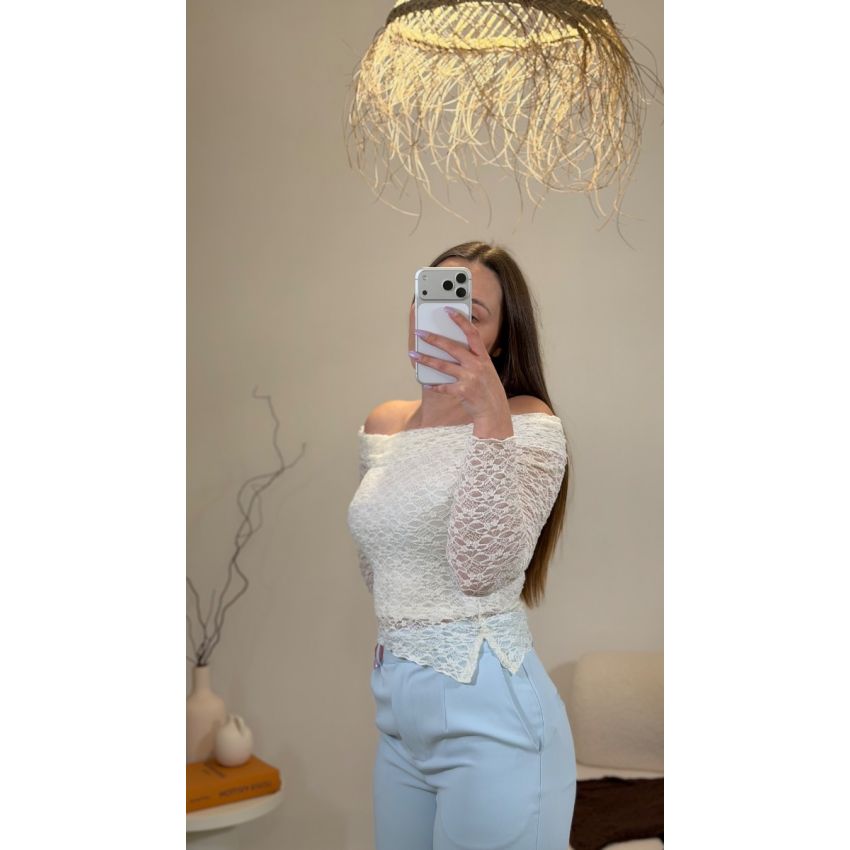 Top Renda ombros caídos