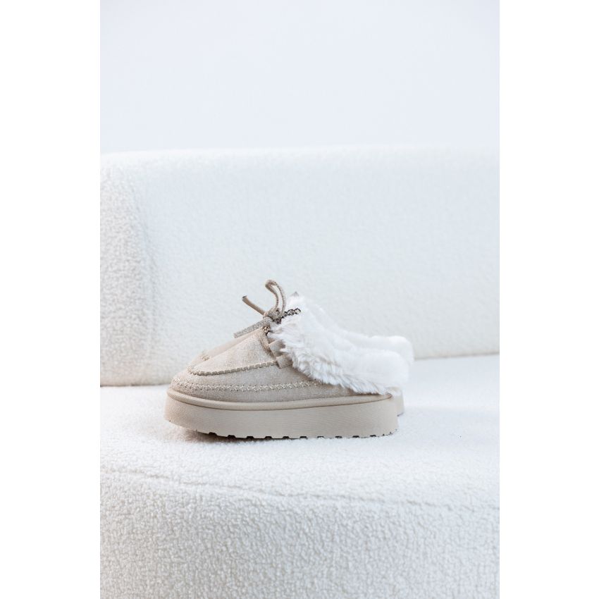 Pantufa Fluffy Bege