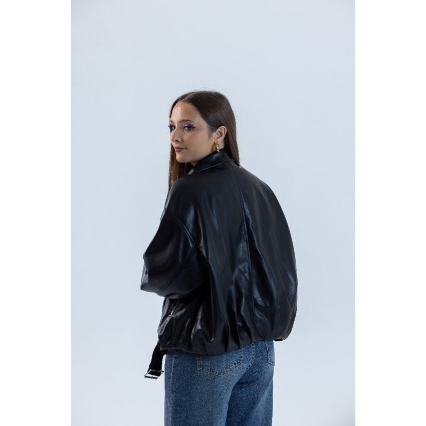 Casaco Polipele Fivelas Preto