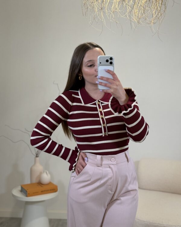 Camisola Riscas Bordô