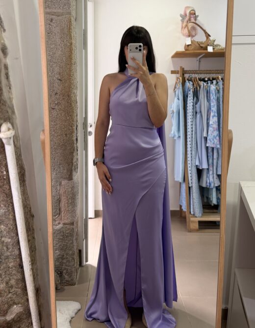 Vestido c/faixa lavanda