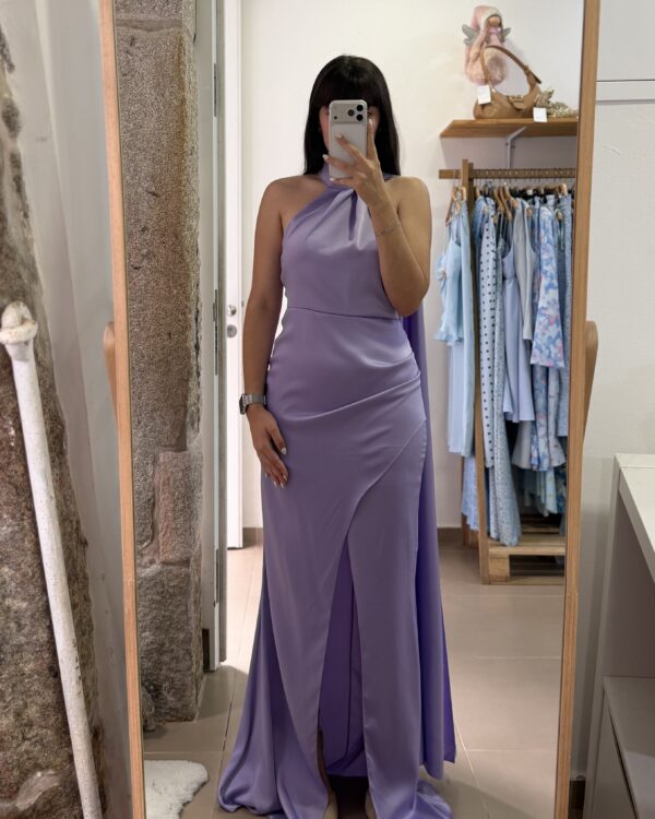 Vestido c/faixa lavanda