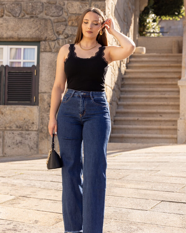 Wide leg bainha rasgada