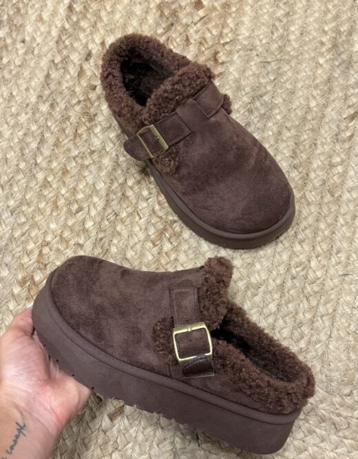 Mules Pantufa Castanho Escuro